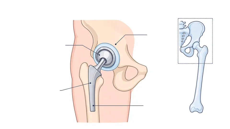 Diagram of total hip replacement