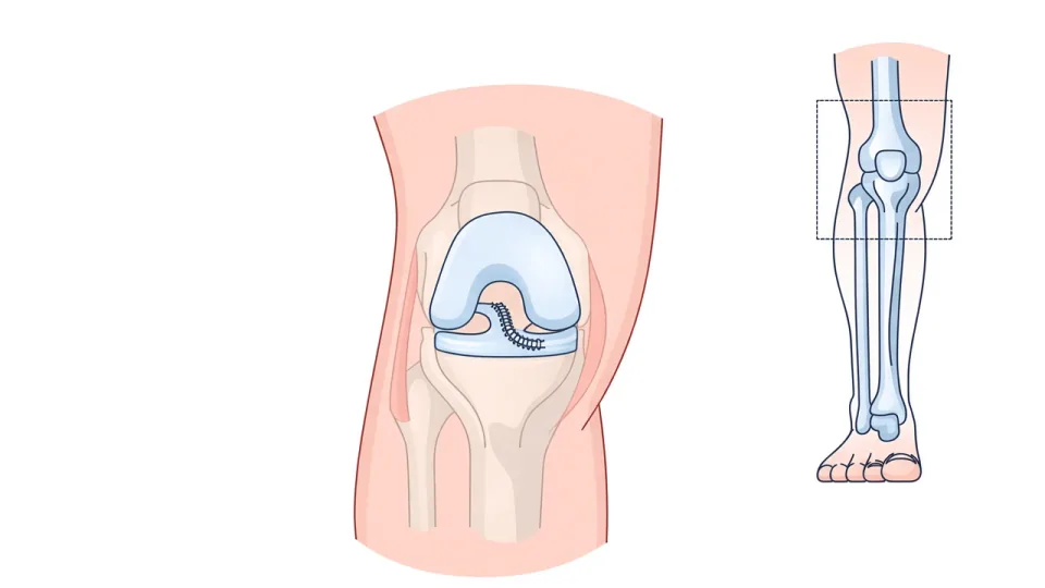 Diagram of meniscus repair of the knee